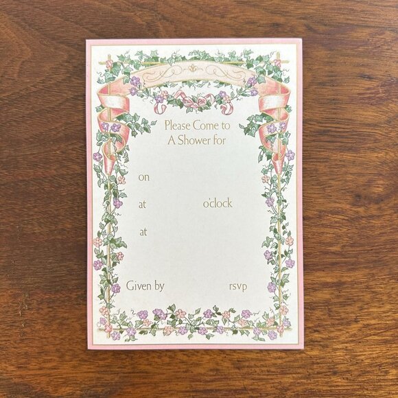 4ct Caspari Fill-In Shower Floral Invitations - Picture 7 of 15